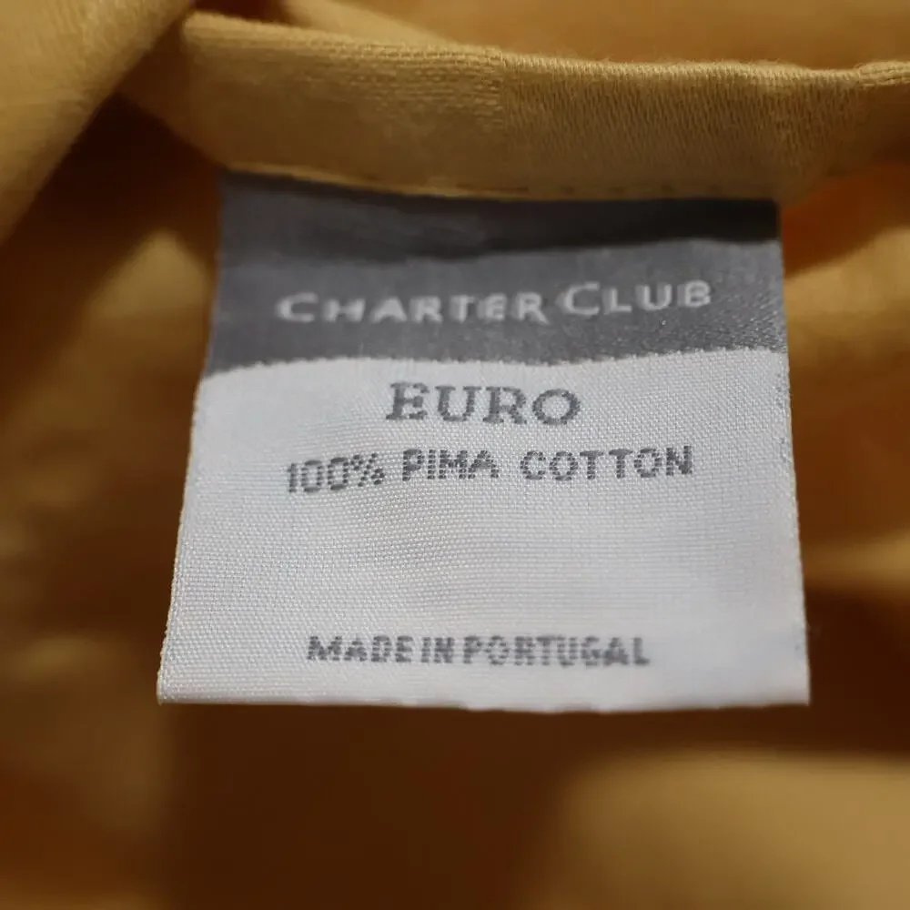 Charter Club EURO Pillowcase 100% Pima Cotton Striped Yellow Sham